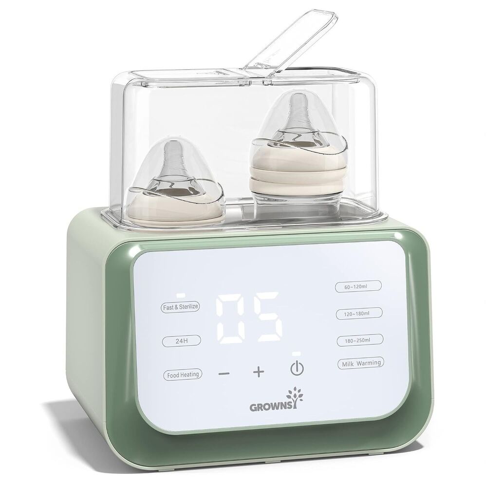 Grownsy Baby Bottle Warmer 8-in-1 Fast Milk Warmer with Timer Fits 2 Bottles